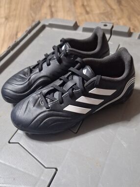 adidas Black Athletic Soccer Shoes with White Stripes